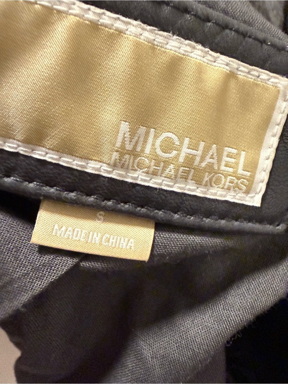 Michael Kors Slate Gray Hooded Moto Jacket Ribbed Knit Panels S - Picture 6 of 10